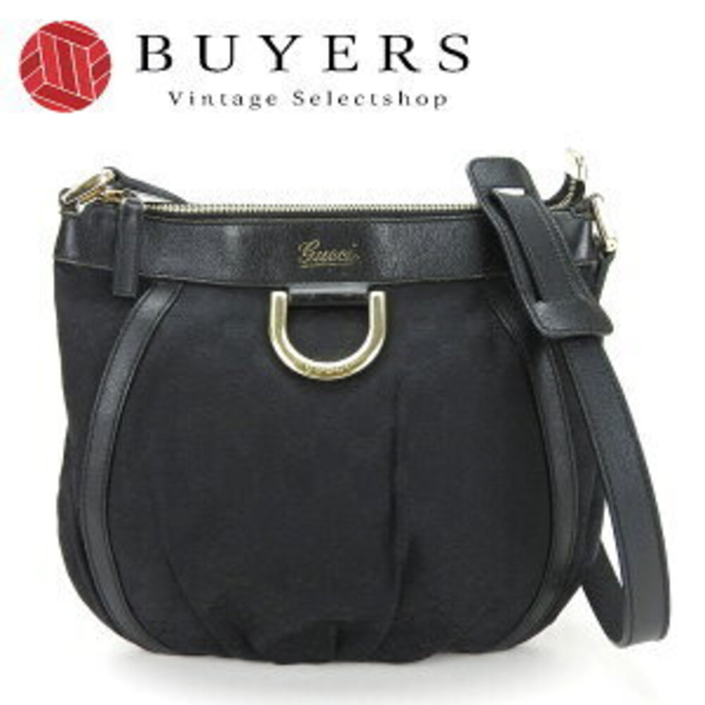 Gucci Shoulder Bag Crossbody GG Canvas Leather Black